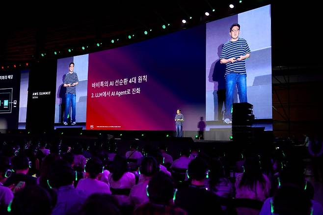 최권열 바비톡 CTO가 ‘AWS 서밋 서울 2026(AWS Summit Seoul 2026)’에서 발표하고 있다(사진=바비톡)