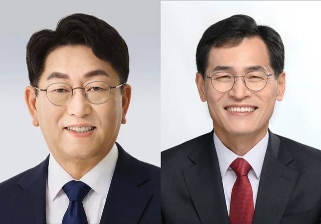 우형찬 더불어민주당 양천구청장 후보(왼쪽)와 이기재 국민의힘 양천구청장 후보의 모습이다. /각 캠프