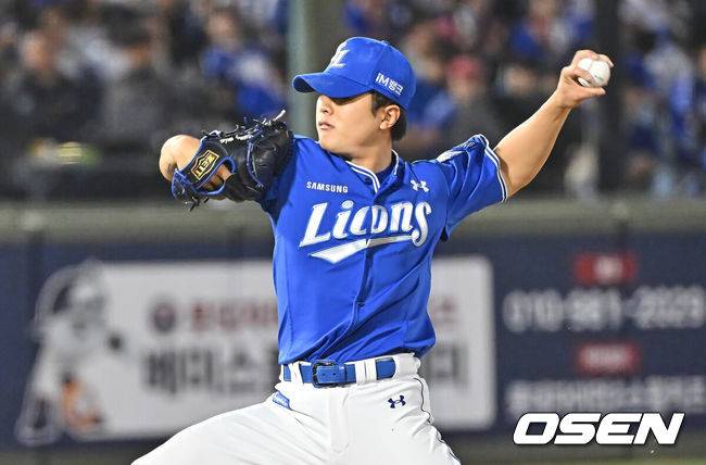 [OSEN=부산, 이석우 기자] 22일 부산 사직야구장에서 2026 신한 SOL KBO 리그 롯데 자이언츠와 삼성 라이온즈의 경기가 열렸다. 홈팀 롯데는 김진욱이, 방문팀 삼성은 오러클린이 선발 출전했다.삼성 라이온즈 이승민이 역투하고 있다. 2026.05.22 / foto0307@osen.co.kr