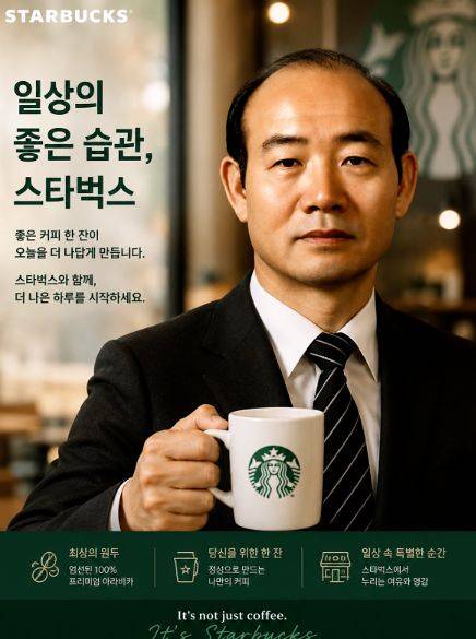 ▲인터넷 커뮤니티 등에 AI로 생성된 것으로 보이는 전두환과 스타벅스 이미지가 퍼지고 있다.