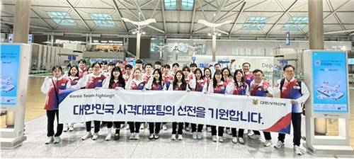 뮌헨 월드컵 선전을 다짐하는 한국 사격 대표팀 [대한사격연맹 제공. 재판매 및 DB 금지]