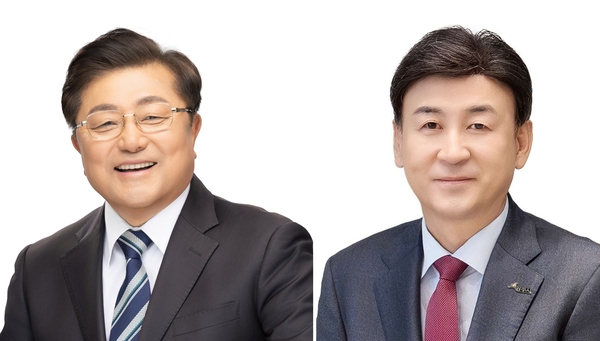 6·3 지방선거 광주시장 선거에서 맞붙는 더불어민주당 박관열 후보(왼쪽)와 국민의힘 방세환(현 광주시장) 후보
