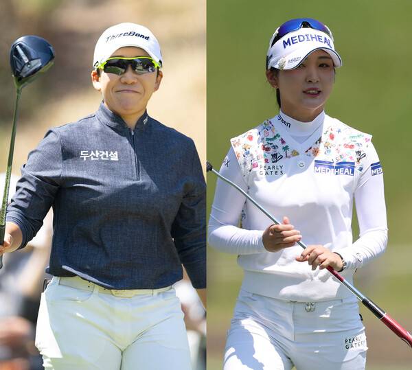 2026년 일본여자프로골프(JLPGA) 투어 브리지스톤 레이디스 오픈 우승 경쟁에 뛰어든 신지애 프로, 그리고 한국여자프로골프(KLPGA) 투어 멤버 이예원 프로. 사진제공=KLPGA (사진을 무단으로 사용하지 마십시오.)