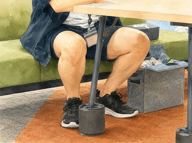 일본 도쿄도청 직원이 반바지, 운동화 차림으로 근무하는 모습. 실제 장면을 참고해 생성형 인공지능(AI)으로 제작한 일러스트입니다.