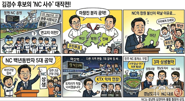김경수 경남도지사의 '야구 공약'(그래픽=더게이트)