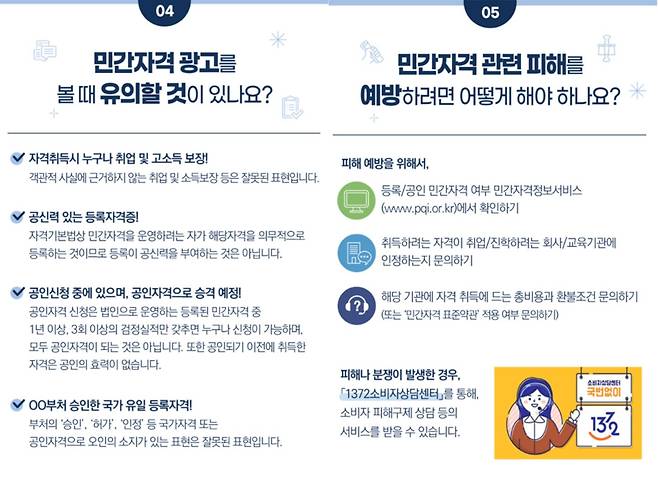 민간자격 소비자 안내 포스터. 한국직업능력연구원