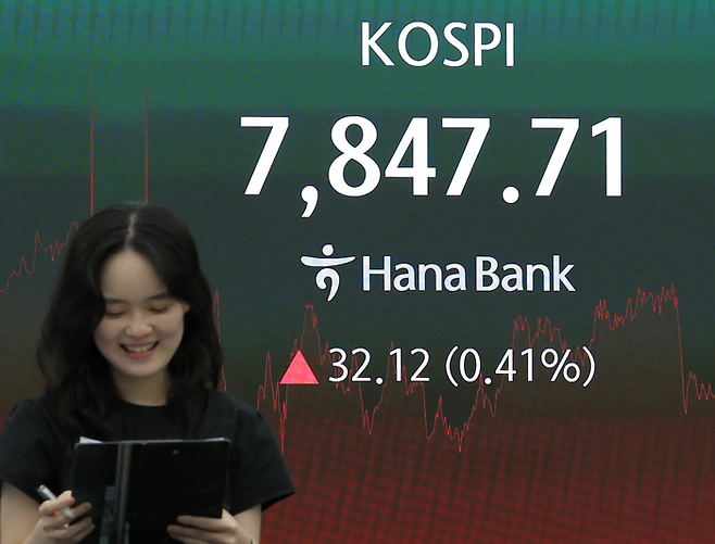 지난주 코스피는 7847.71로 마감했습니다. 그러나 코스피가 다시 8000대로 올라서려면 외국인이 돌아와야 합니다. [연합뉴스]
