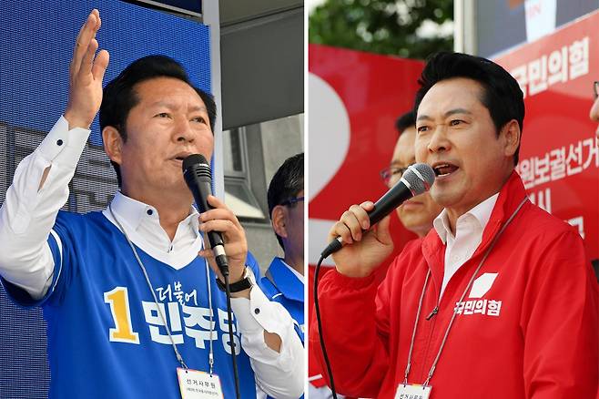 정청래(왼쪽 사진) 더불어민주당 대표와 장동혁 국민의힘 대표. 뉴시스
