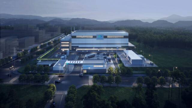 포스코퓨처엠의 합작사 씨앤피신소재테크놀로지가 포항 영일만 4산단에 건설하는 LFP 양극재 공장 조감도
