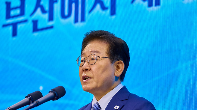이재명 대통령이 27일 바다의 날 기념식에서 발언하고 있다. (청와대 제공)