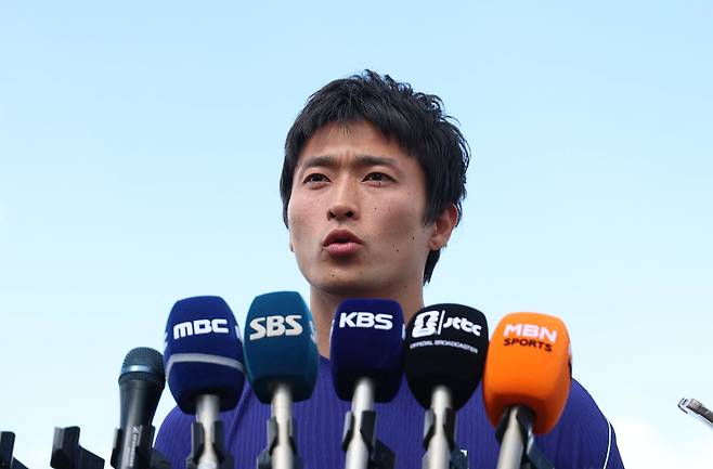 북중미 월드컵 각오를 밝히는 조규성. 연합뉴스