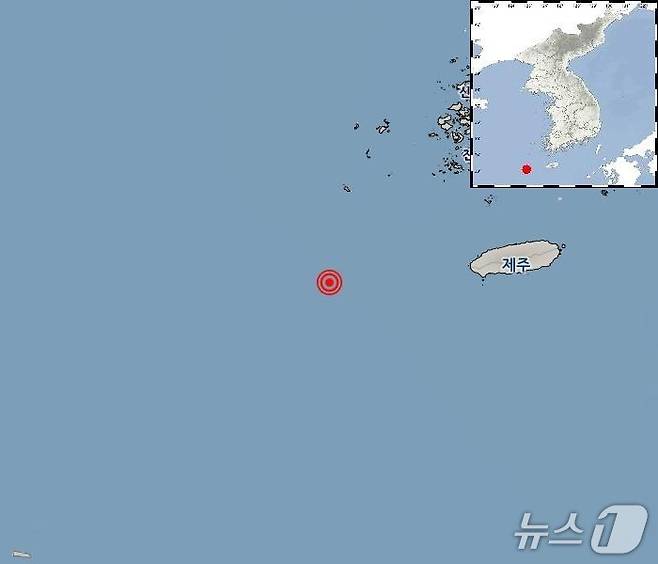 30일 오전 8시 20분 제주 서귀포시 이어도 북쪽 116㎞ 해역에서 발생한 지진 위치.(기상청 제공, 재판매 및 DB 금지)