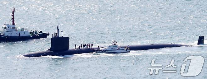 미국 해군 버지니아급 핵잠수함 '버몬트함'(SSN-792·7800톤). 2024.9.23 ⓒ 뉴스1 윤일지 기자