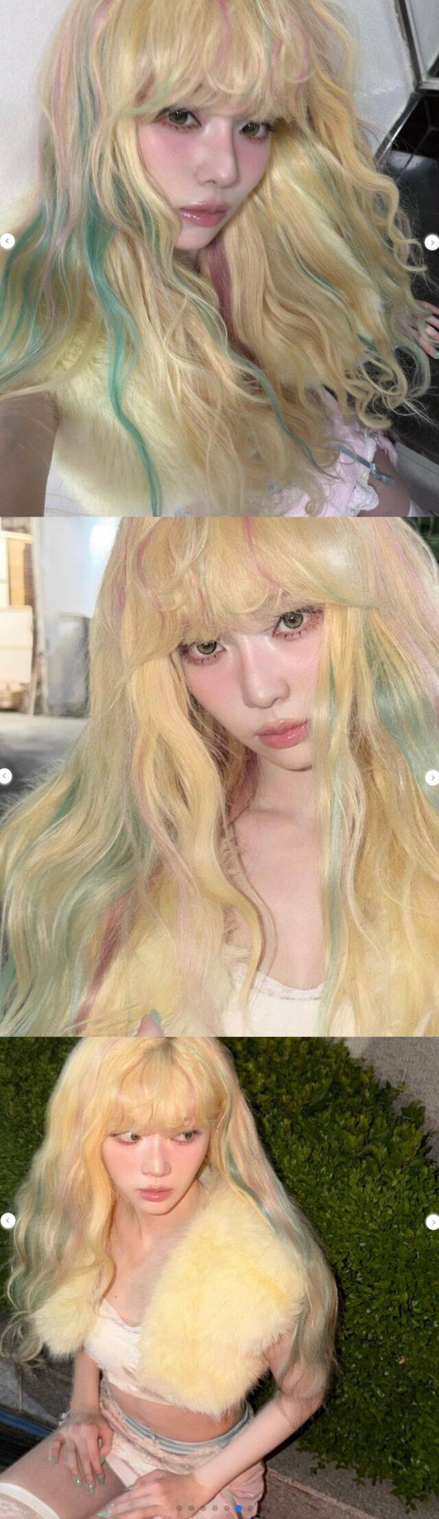 그룹 에스파(aespa) 윈터가 지난달 31일 자신의 SNS 계정에 구름 이모티콘과 함께 여러 장의 사진을 게재하며 또 한 번 레전드 미모를 갱신했다. /윈터 소셜미디어