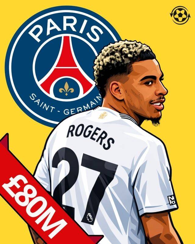 1일 영국 '미러'에 따르면 파리 생제르망(PSG)이 모건 로저스(아스톤 빌라) 영입에 관심을 보이고 있다./Transfer News Live 제공