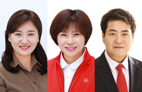 ▲ 안동시의원 가선거구에 출마한 더불어민주당 김새롬 후보(왼쪽부터 기호 순), 국민의힘 여주희 후보, 국민의힘 우창하 후보.