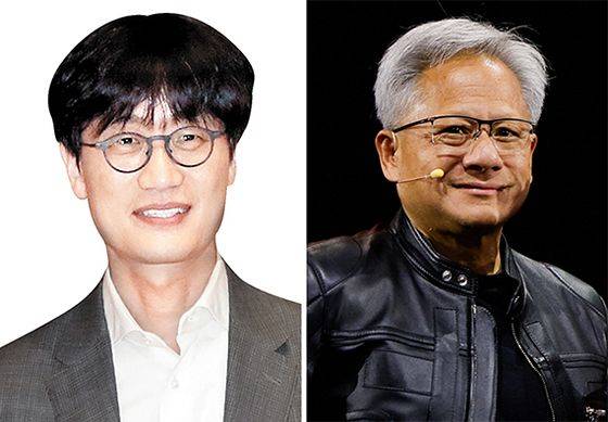 이해진 네이버 의장(왼쪽)과 젠슨 황 엔비디아 최고경영자(CEO).