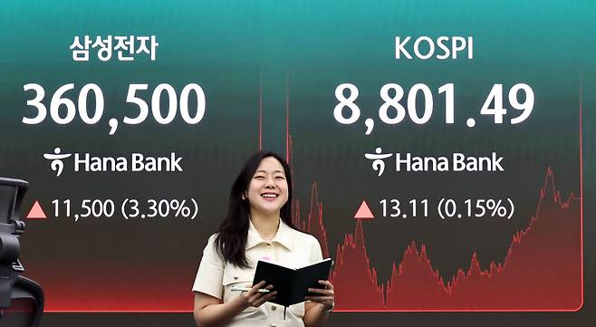2일 서울 중구 하나은행 딜링룸 현황판에 코스피 등이 표시되고 있다.(출처=연합뉴스)
