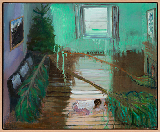 최모민, 크리스마스 트리가 있는 방, 2026, 캔버스에 유채, 56×68cm. 누크갤러리