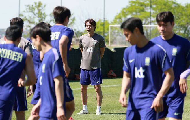 홍명보 감독이 이끄는 한국 축구대표팀이 오는 4일(한국시각) 엘살바로드와 평가전을 치른다. 사진은 미국 전지훈련지에서 대표팀 선수들이 훈련하는 모습. /사진=뉴스1