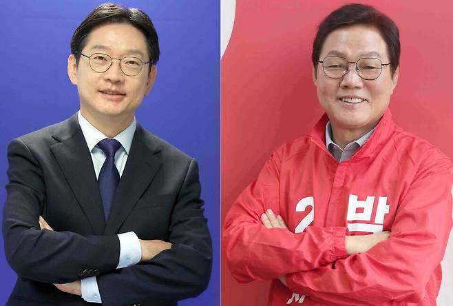 김경수 더불어민주당 경남지사 후보(왼쪽)와 박완수 국민의힘 후보(기호순) ⓒ연합뉴스