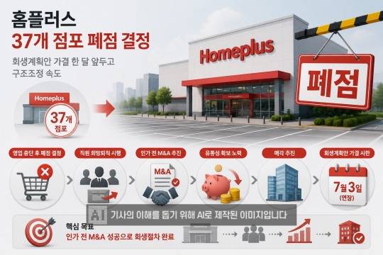 홈플러스가 37개 점포 폐점을 결정했다. /그림=생성형AI