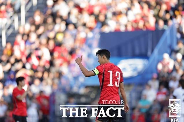 한국축구대표팀의 '캡틴' 손흥민은 4일 엘살바도르와 평가전에서 이강인과 함께 교체 멤버로 나서 호흡을 맞췄다./솔트레이크시티=KFA