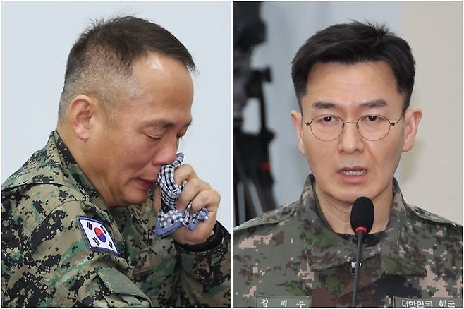 이상현 전 육군 특수전사령부 제1공수여단장(왼쪽)과 김대우 전 국군방첩사령부 수사단장. (출처:연합)