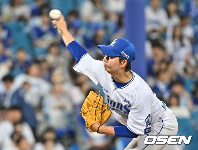 [OSEN=대구, 이석우 기자] 2일 대구삼성라이온즈파크에서 2026 신한 SOL KBO 리그 삼성 라이온즈와 NC 다이노스의 경기가 열렸다. 홈팀 삼성은 후라도가, 방문팀 NC는 토다가 선발 출전했다. 삼성 라이온즈 장찬희가 역투하고 있다. 2026.06.02 / foto0307@osen.co.kr