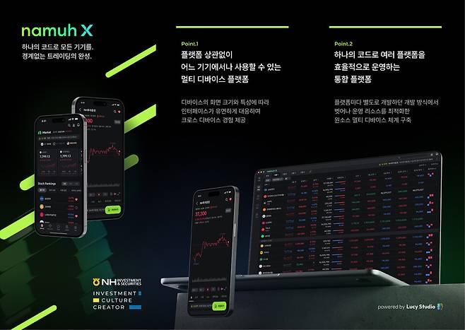 NH투자증권이 지난 3월 3일(현지시간) 스페인 바르셀로나에서 개최된 MWC에 참석한 후 공개한 투자 서비스 시범 프로젝트 나무X의 리플렛. / 사진=NH투자증권