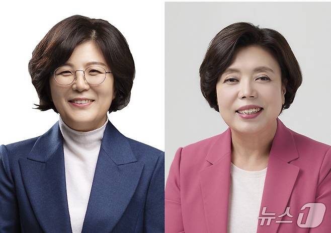 여성 기초단체장 3선을 달성한 김보라 안성시장 당선인(왼쪽)과 신계용 과천시장 당선인.(선관위 제공. 재판매 및 DB금지)/뉴스1