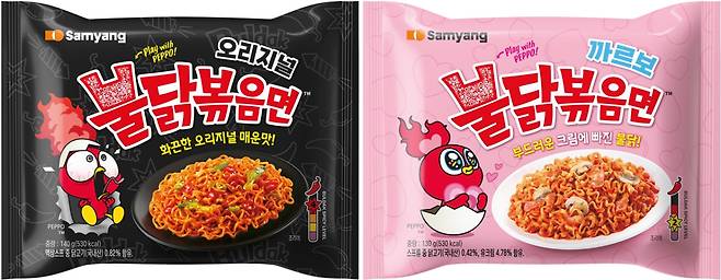 새 캐릭터 '페포'가 적용된 불닭 제품 패키지/사진제공=삼양식품