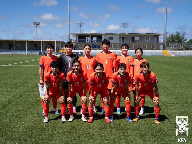 마카오와 경기에 나선 한국 여자 대표팀 선수들 [대한축구협회 제공. 재판매 및 DB 금지]