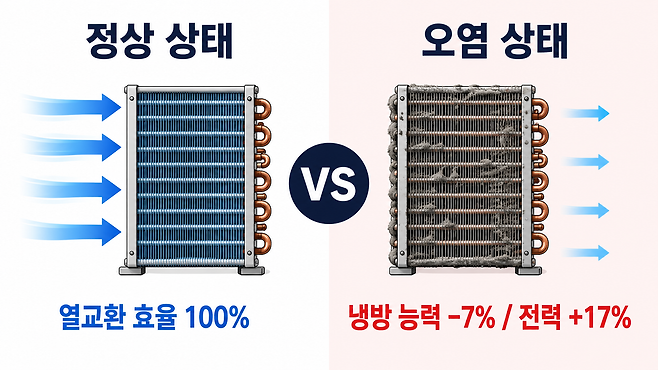 에어컨 냉방 효율 저하 원인과 먼지 쌓임 관계