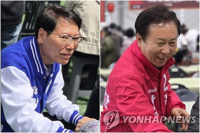 이삼걸·권기창 안동시장 예비후보 당시 모습 더불어민주당 이삼걸 안동시장 예비후보(왼쪽)와 국민의힘 권기창 안동시장 예비후보. 제9대 지방선거 결과 권기창 현 시장이 재선에 성공했다. 
[각 예비후보 페이스북. 재판매 및 DB 금지]