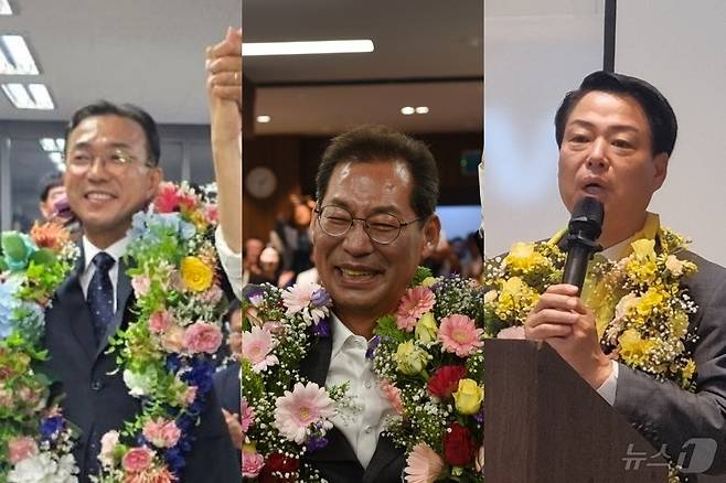 서영학 여수시장 당선인, 손훈모 순천시장 당선인, 박성현 광양시장 당선인(좌측부터). ⓒ 뉴스1 김성준 기자