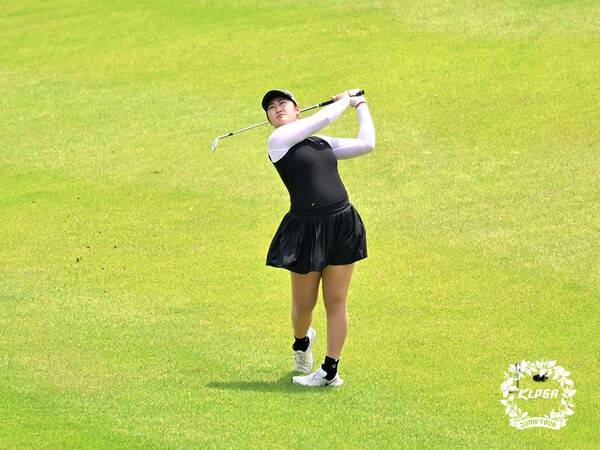 9일 김도희E가 전남 강진 다산베아채 골프앤리조트(파72)에서 열린 'KLPGA 2026 다산베아채 골프앤리조트 점프투어 with SBS골프 8차전' 최종 라운드에서 보기 없이 버디 5개를 낚으며 5언더파 67타를 기록했다. /사진=KLPGA