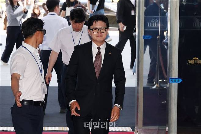한동훈 무소속 의원이 5일 오후 서울 여의도 국회 본청에서 첫 등원을 하고 있다. ⓒ데일리안 홍금표 기자