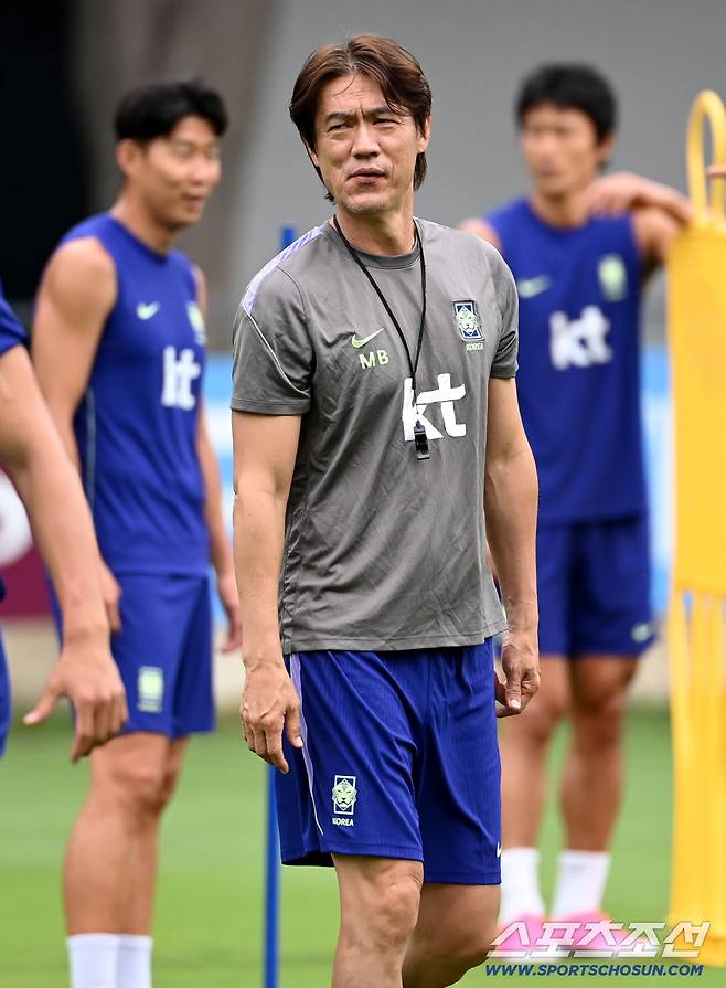 9일(한국시각) 멕시코 과달라하라 인근 사포판 월드컵대표팀 베이스캠프 훈련장 치바스 베르데 바예에서 진행된 대한민국 월드컵 대표팀의 공식 훈련. 홍명보 감독이 훈련에 함께하고 있다. 사포판(멕시코)=허상욱 기자wook@sportschosun.com/2026.06.09/