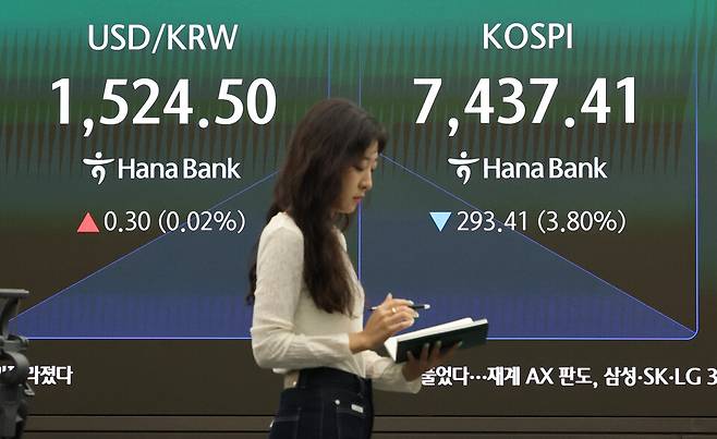 11일 오전 서울 중구 하나은행 본점 딜링룸에서 직원들이 업무를 보는 모습 ⓒ 연합뉴스