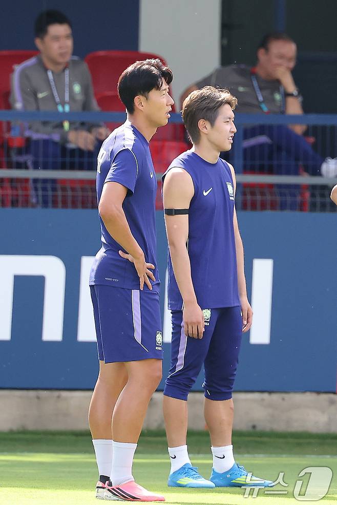 2026 북중미 월드컵에 출전하는 대한민국 축구 국가대표팀 손흥민과 이강인이 10일(현지시간) 멕시코 과달라하라 인근 사포판에 위치한 치바스 바예 베르데에서 훈련을 하고 있다. 2026.6.11 ⓒ 뉴스1 임세영 기자