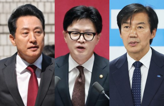 오세훈 서울시장과 한동훈 무소속 의원, 조국 전 조국혁신당 대표 [연합뉴스 편집]
