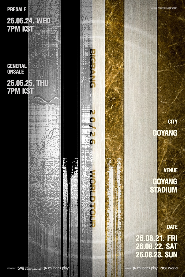 빅뱅의 데뷔 20주년 기념 월드투어 첫 행선지인 고양 공연의 예매 일정이 확정됐다.
