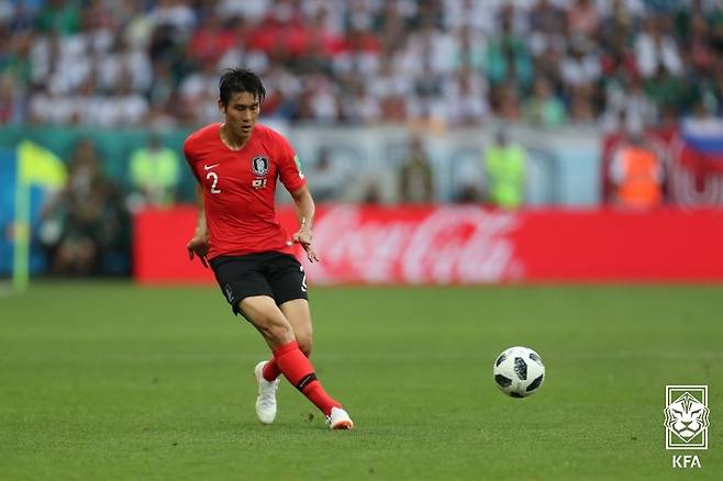 2018 러시아 월드컵 당시 활약한 이용. 사진=대한축구협회