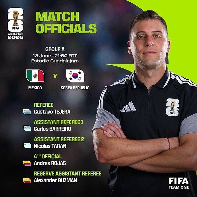 한국-멕시코 조별리그 2차전 심판진. 사진 FIFA