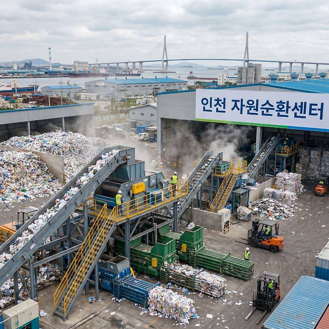 인천의 한 재활용품 처리시설에서 발견된 시신 일부가 성인의 것으로 나타났다. 제미나이를 이용해 생성한 AI이미지.