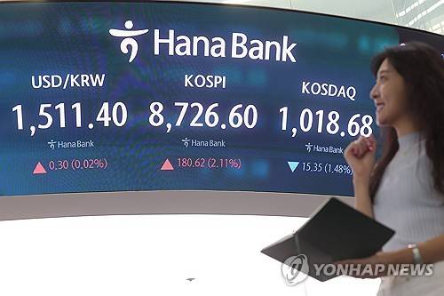 서울 중구 하나은행 딜링룸연합뉴스 자료사진