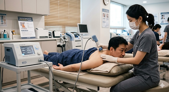 근골격계 질환 치료, 체외충격파 등을 키워드로 생성AI가 만든 이미지. [제미나이]