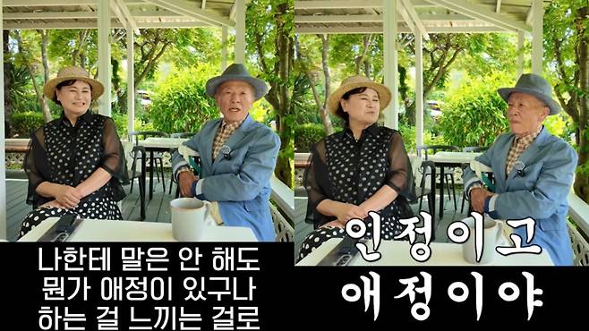 여전히 애정을 가지고 서로를 바라보는 부부. 유튜브 채널 '박원숙채널' 영상 캡처