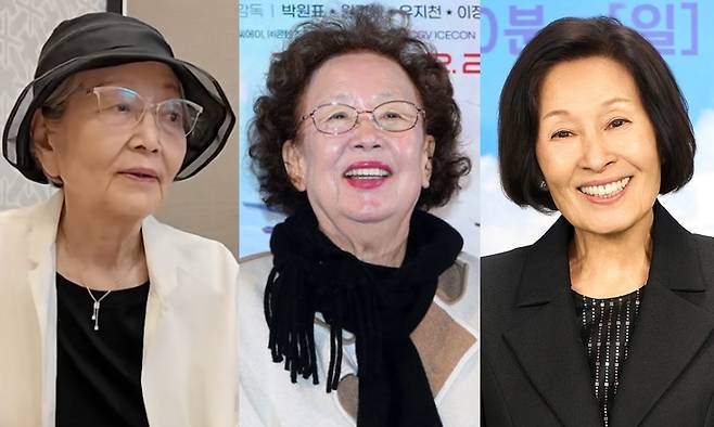 (왼쪽부터) 김영옥, 나문희, 김혜자. 유튜브 채널 ‘김영옥’·뉴시스·JTBC 제공